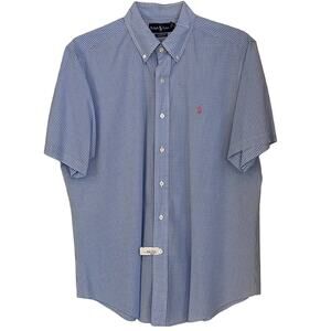 Ralph Lauren S/S Blue Check Dress Shirt - Classic Fit Size L